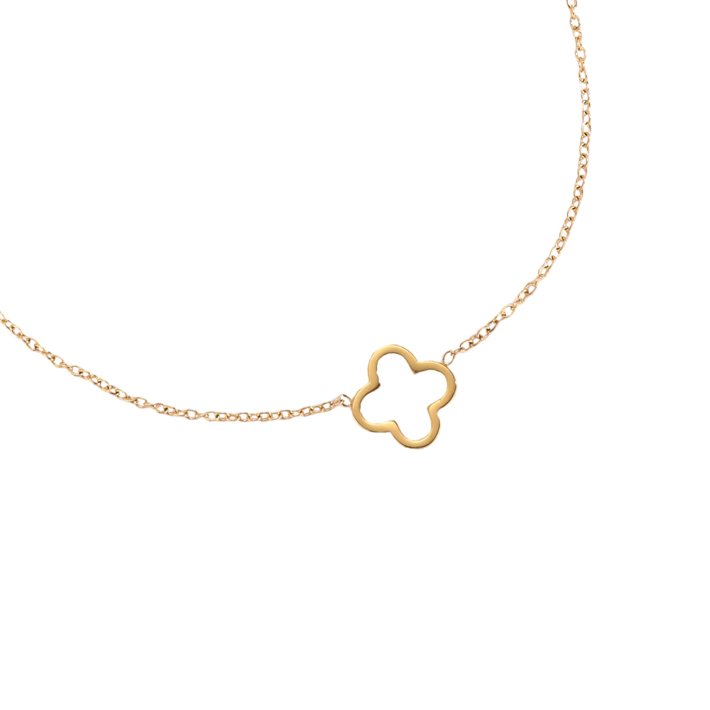 Stainless steel necklace, 43cm, simple shamrock design