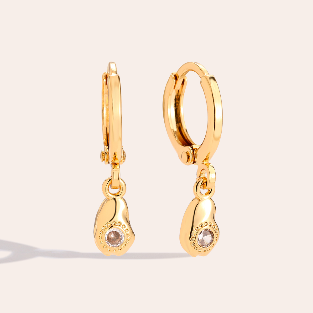 2.2cm Diamond In Drop Plate Gold Plated Earrings    2.2cm Diamond In Drop Plate Gold Plated Earrings