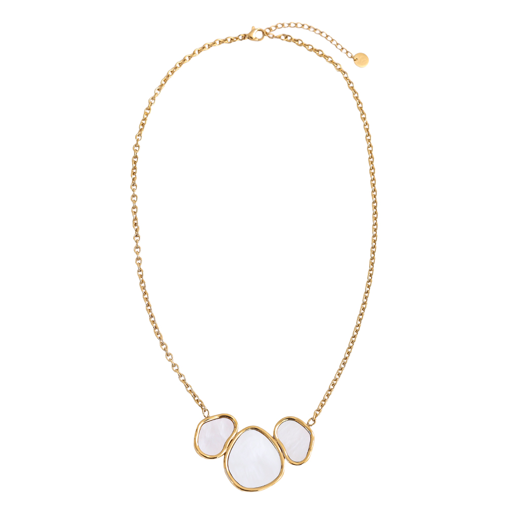 42cm three irregular mother-of-pearl plates stainless steel necklace