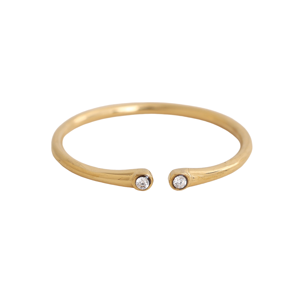 Adjustable open zirconia stainless steel ring