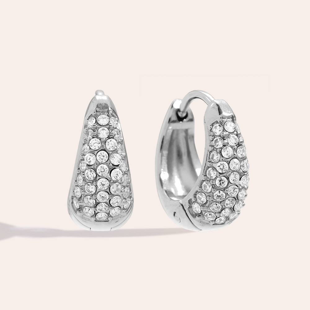 Stainless steel earrings 8mm Diamond Drop Hoop