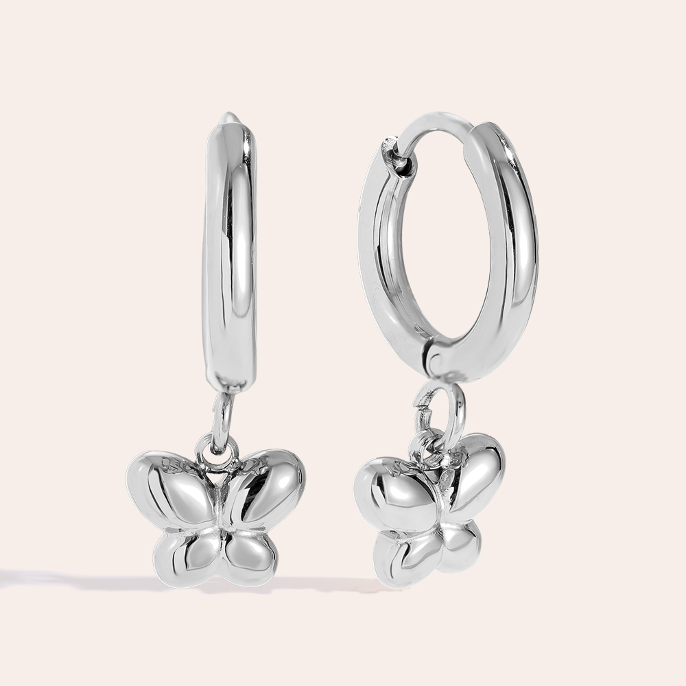 1.2*1.6cm Mini Butterflyflower stainless steel earrings