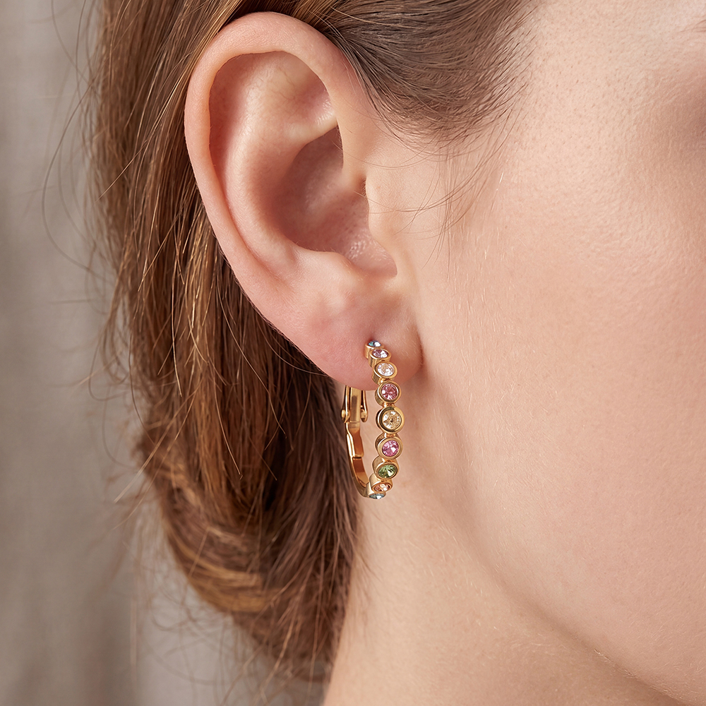 Stainless steel earrings 2.3cm Diamond Dots Hoop