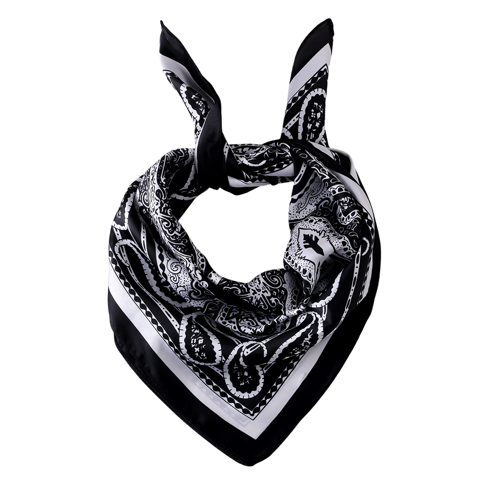 68*68cm Black-grey paisley pattern scarf