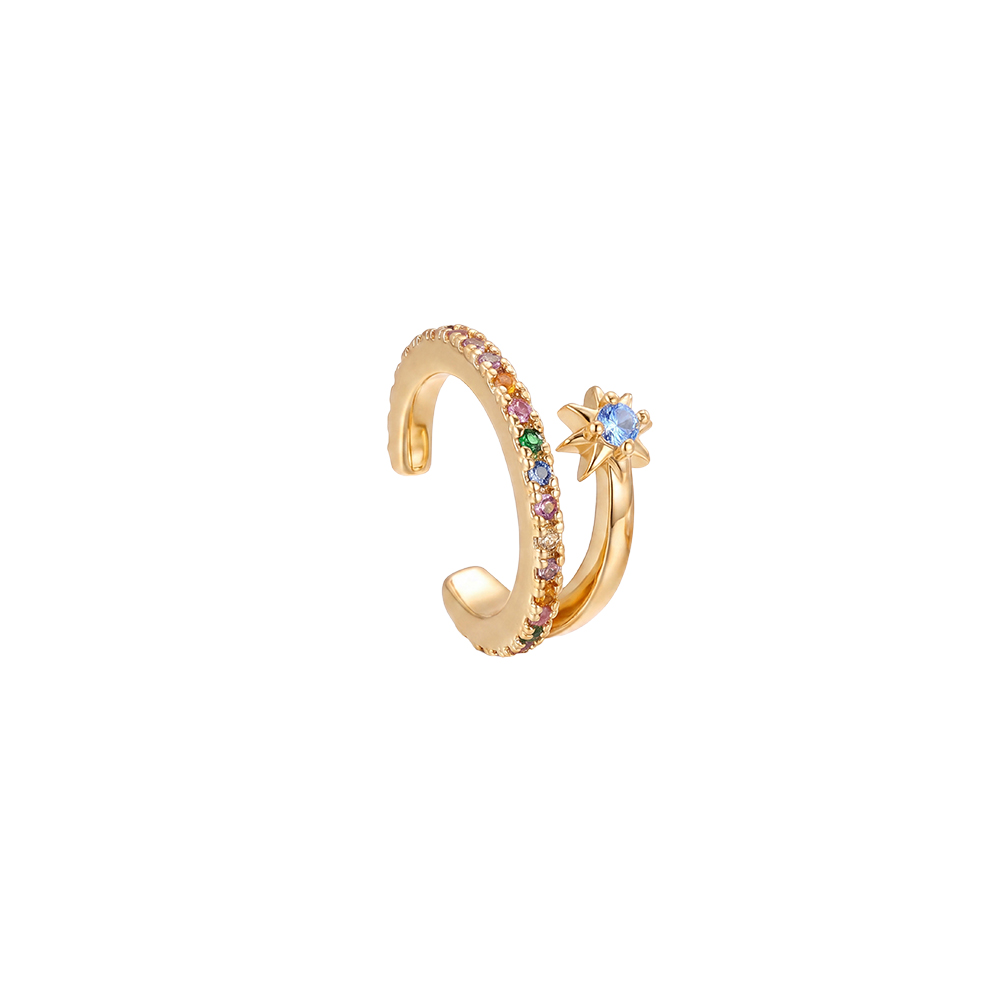 Gold-plated ear cuffs 14mm zirconia small starfish