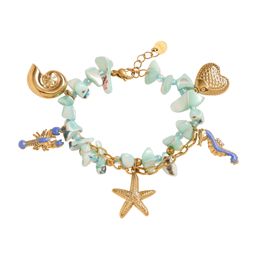 Stainless steel bracelet 17cm light blue ocean