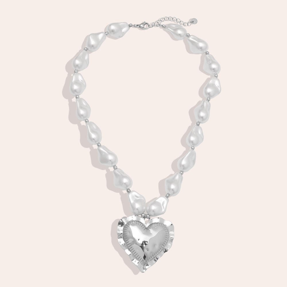 40cm Great Heart In Pearl Chain stainless steel necklace      
