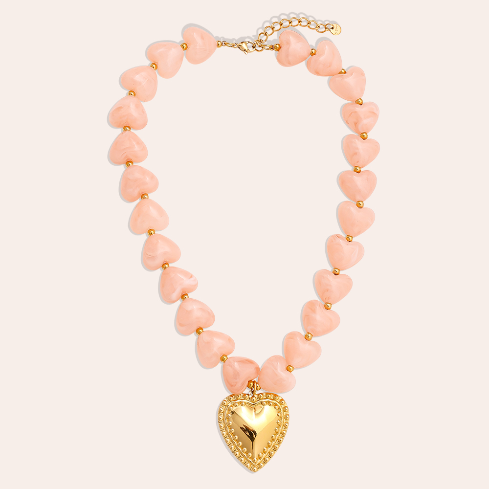 45cm Acrylic Heart Chian stainless steel necklaces 