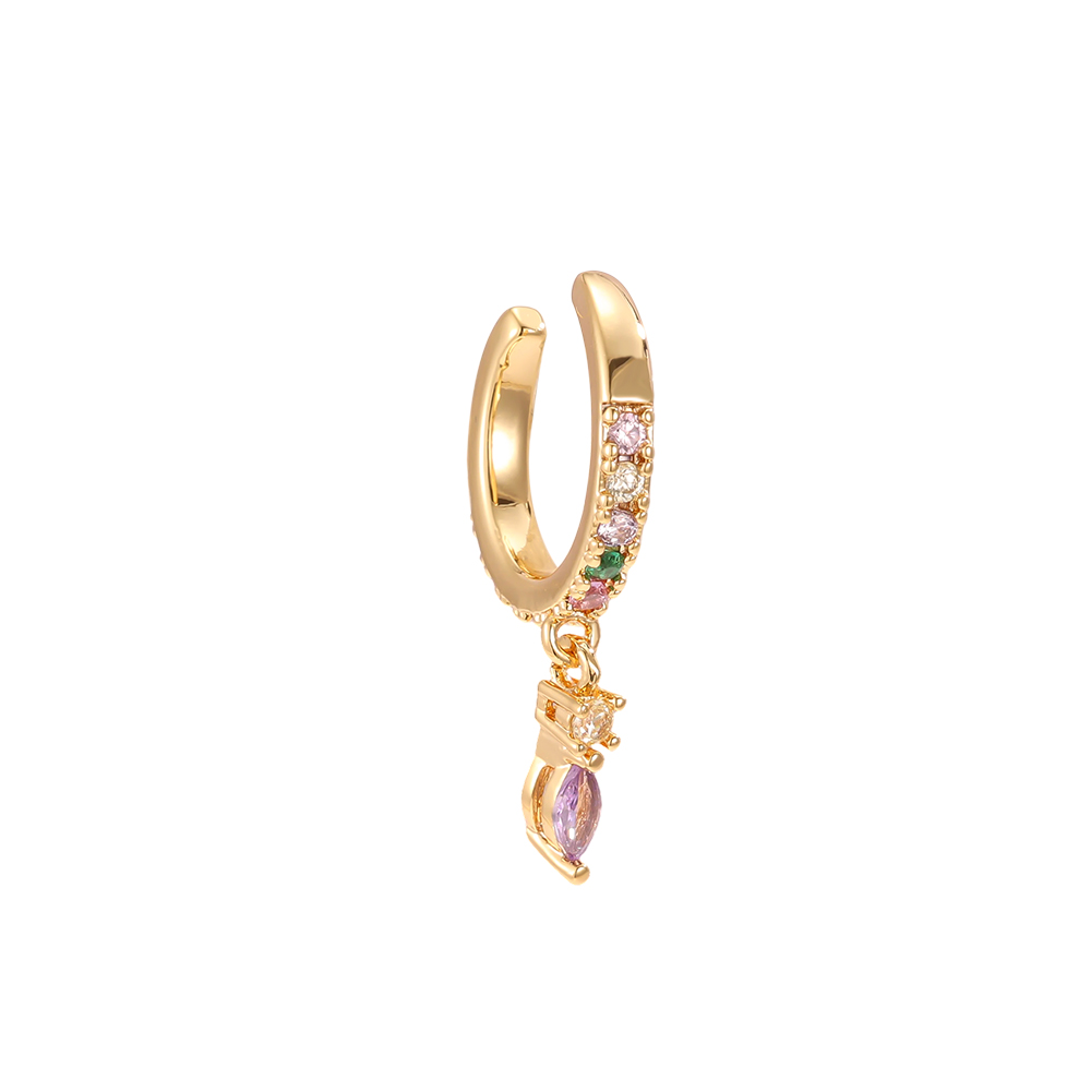 Gold-plated ear cuffs 14mm zirconia Small drop-shaped 