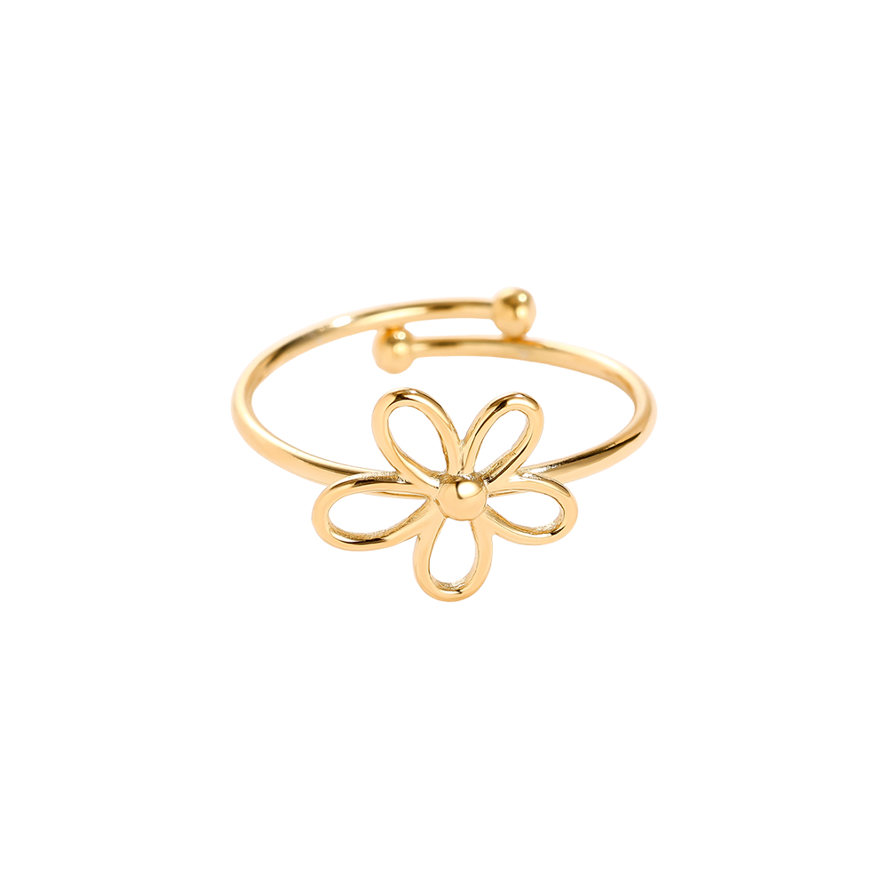 simple flower stainless steel ring    