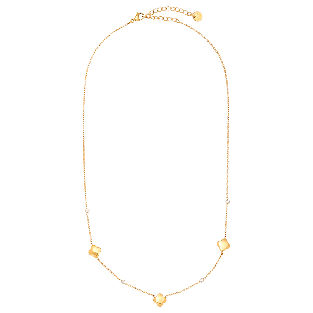 39cm Luckly Flower Plate stainless steel necklace 