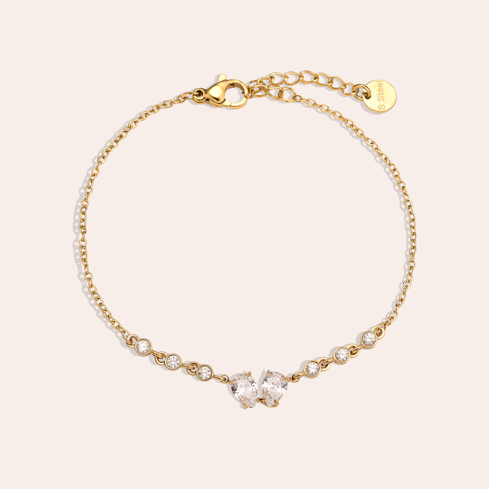 16cm Fancy Sparkling Diamond stainless steel bracelet     