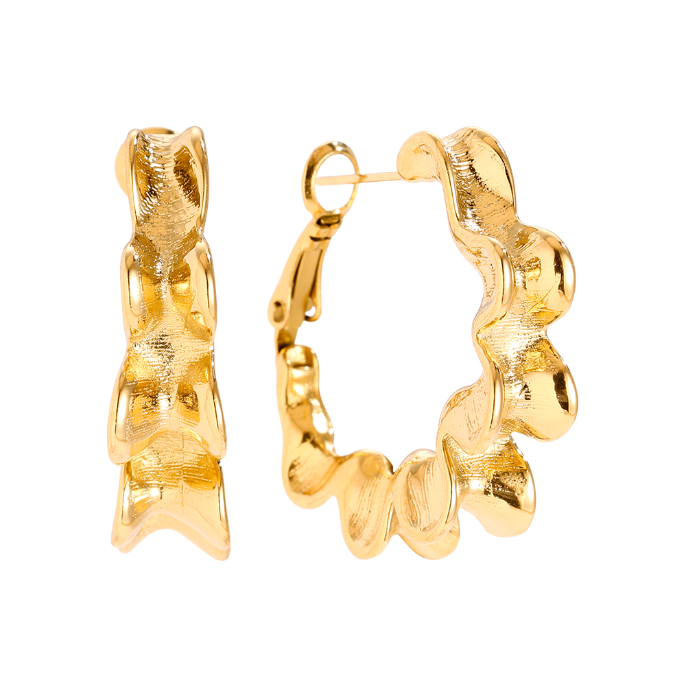 3cm Like Flower Hoop Stainless Steel Earrings    