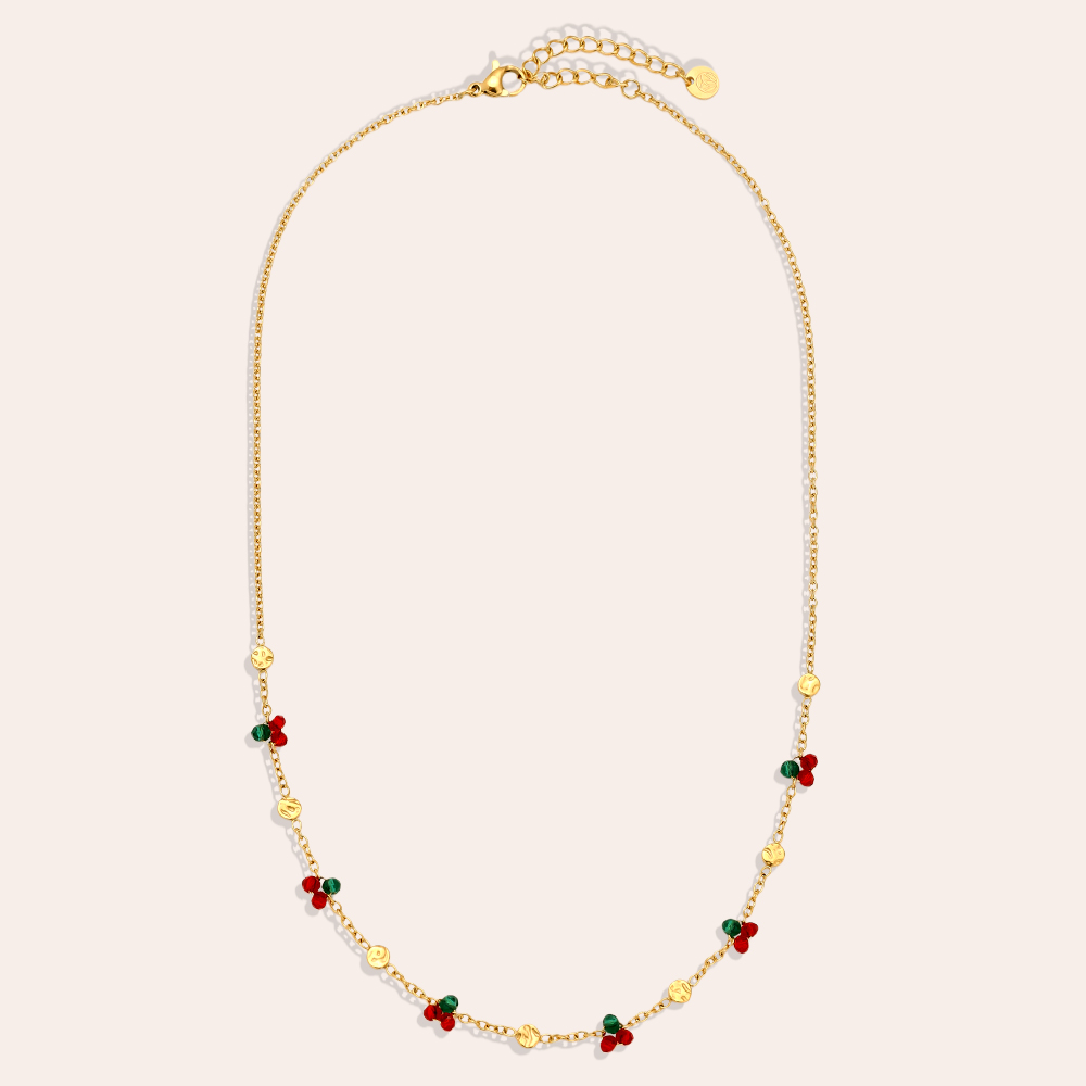 40cm Mini Cherry And Plate Stainless Steel Necklace