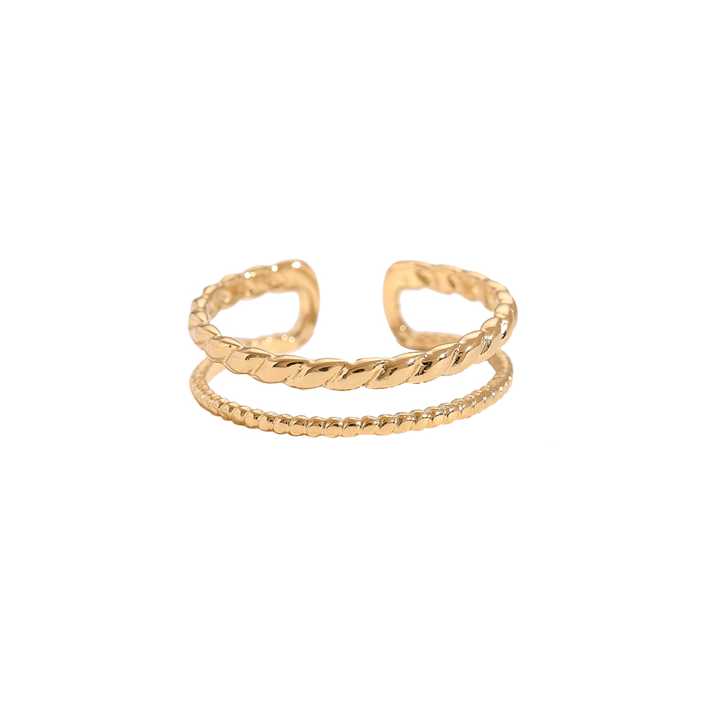 Two Thin Layer Twisted Stainless Steel Ring   