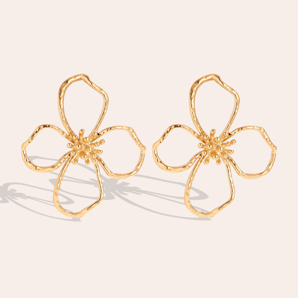 55*48mm large flower stainless steel earrings   