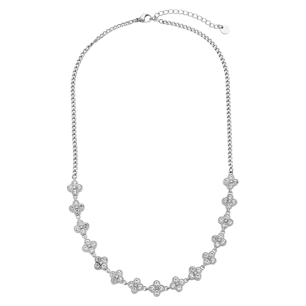 40cm Diamond Half Lucky Flowers stainless steel necklace