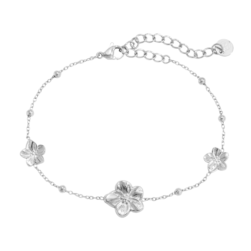 Stainless steel bracelet 16cm three flowers