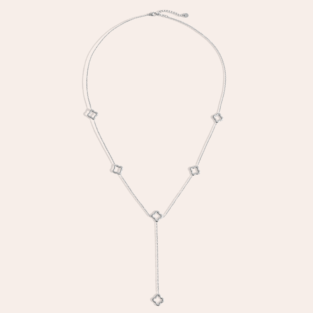64cm cloverleaf stainless steel necklace