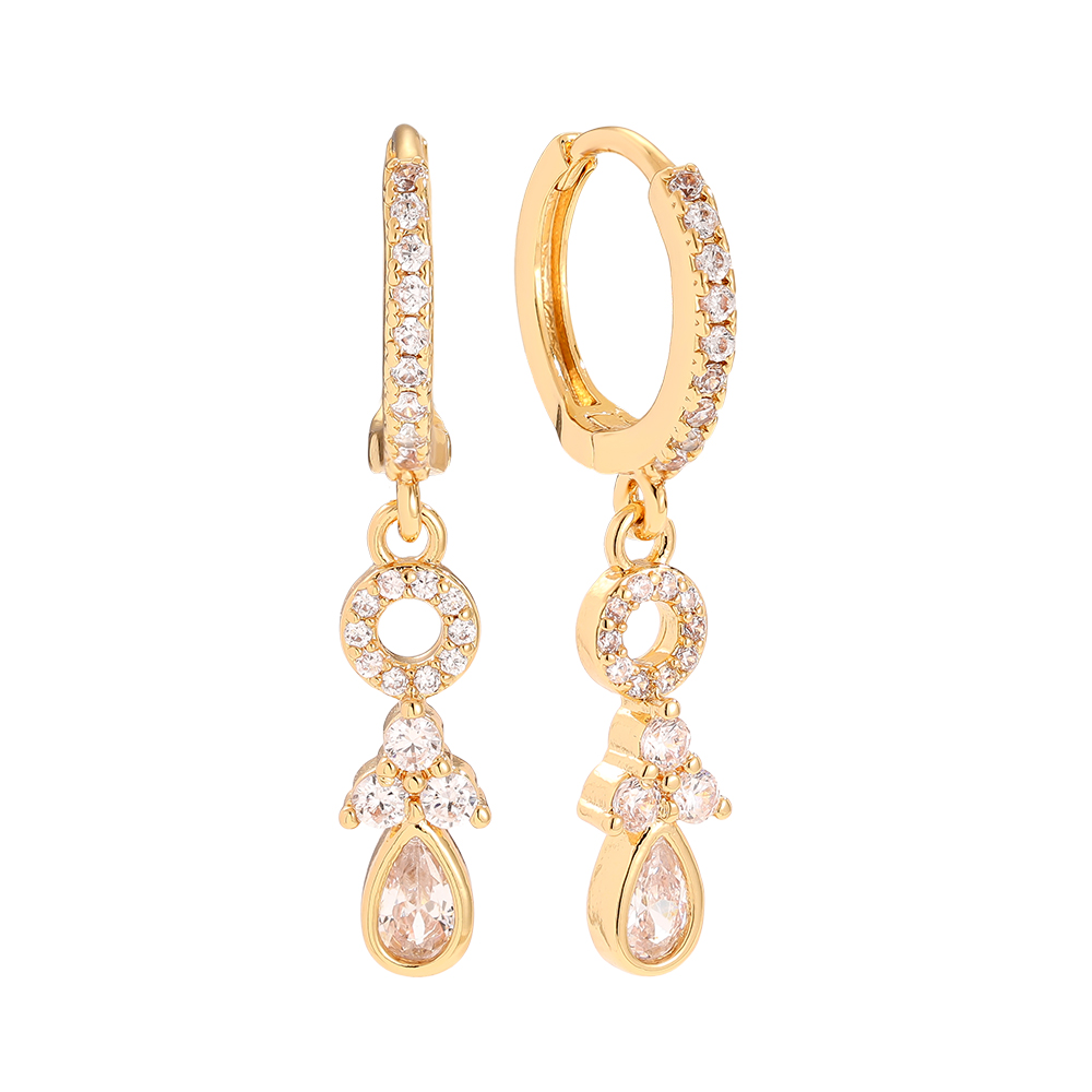 3cm Multi Cute Diamonds Gold-plated Earrings        
