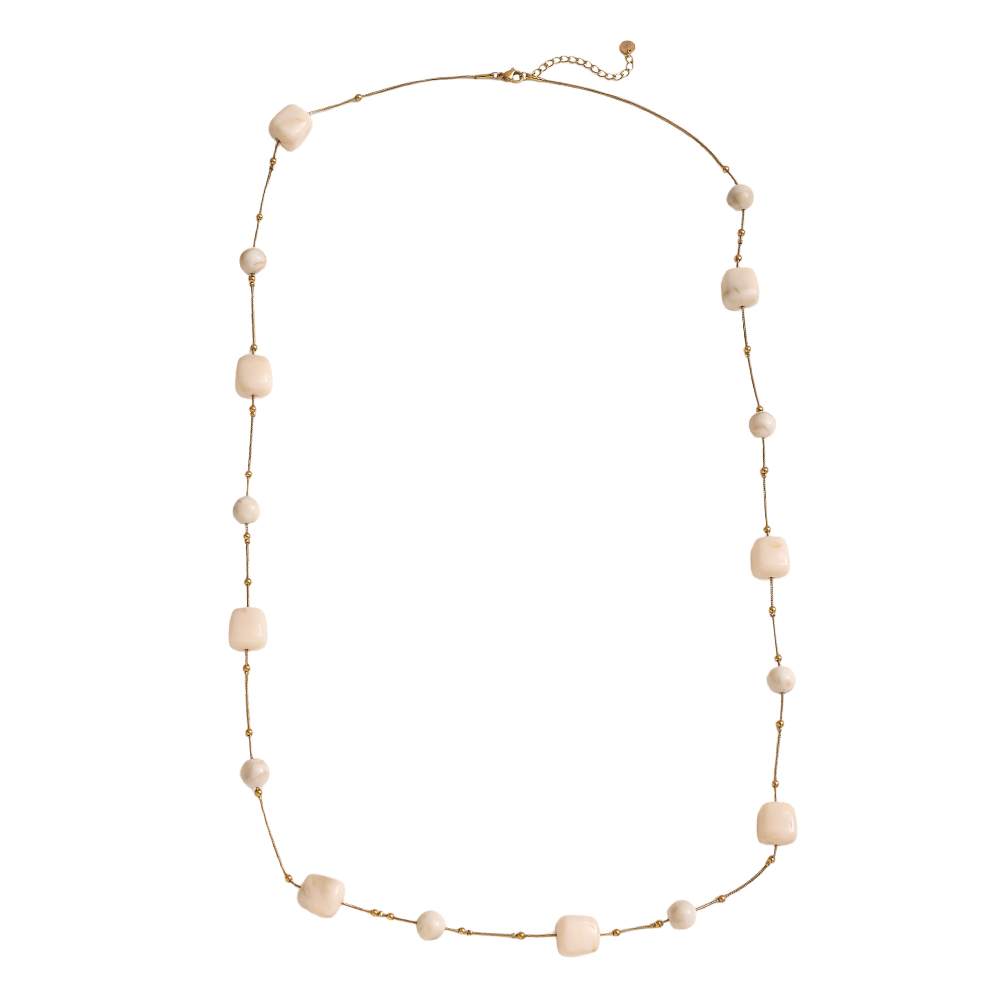 90cm resin cube and bead stainless steel necklace    