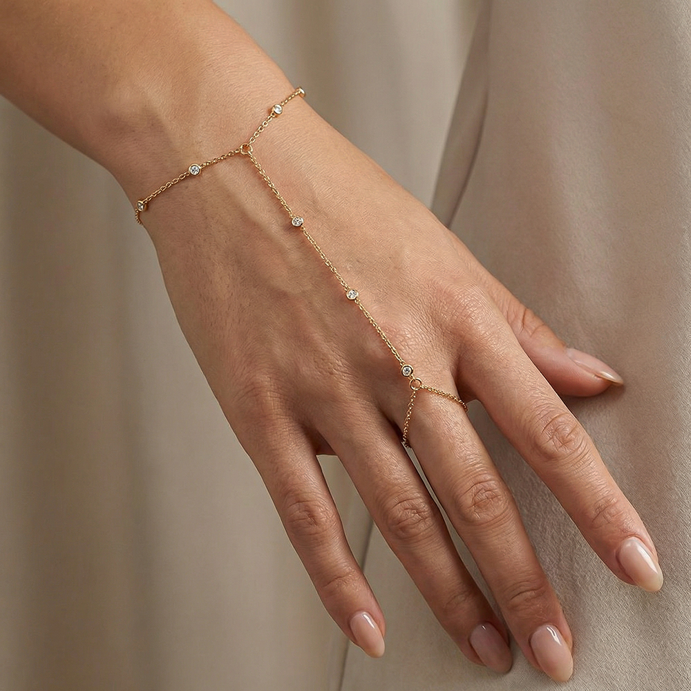 17cm Minimalist finger hand chain stainless steel bracelet   