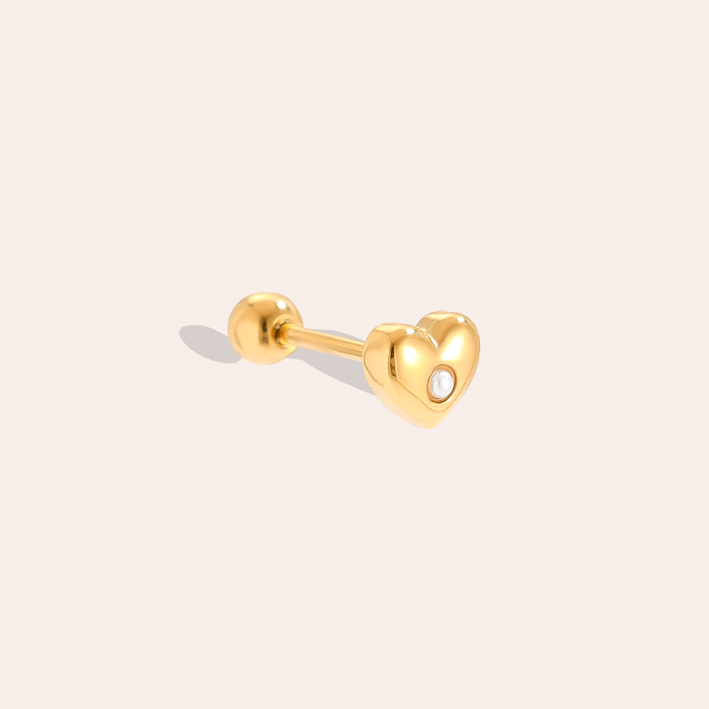 4mm Diamond In Heart stainless steel piercing    