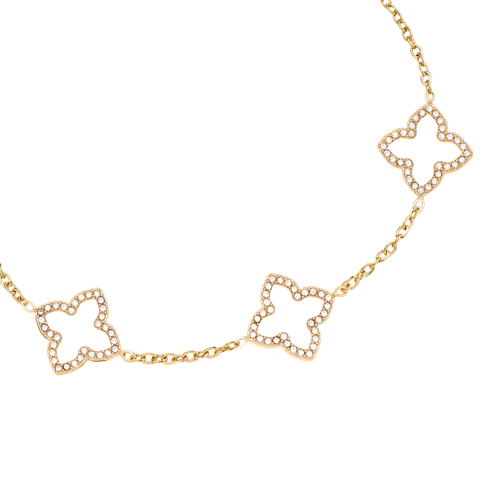 17cm Sparkling Lucky Flower stainless steel bracelet        