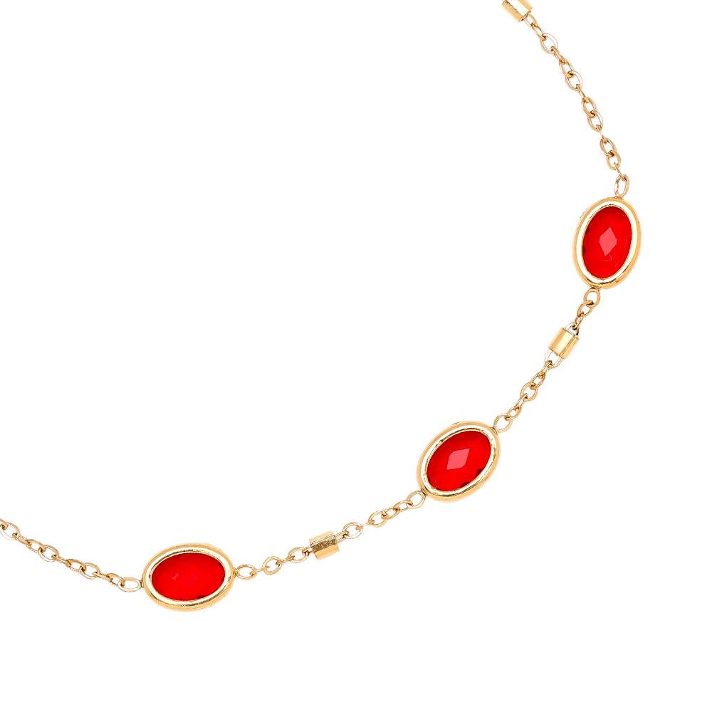 17cm Small Oval Glass Stainless Steel Bracelet   