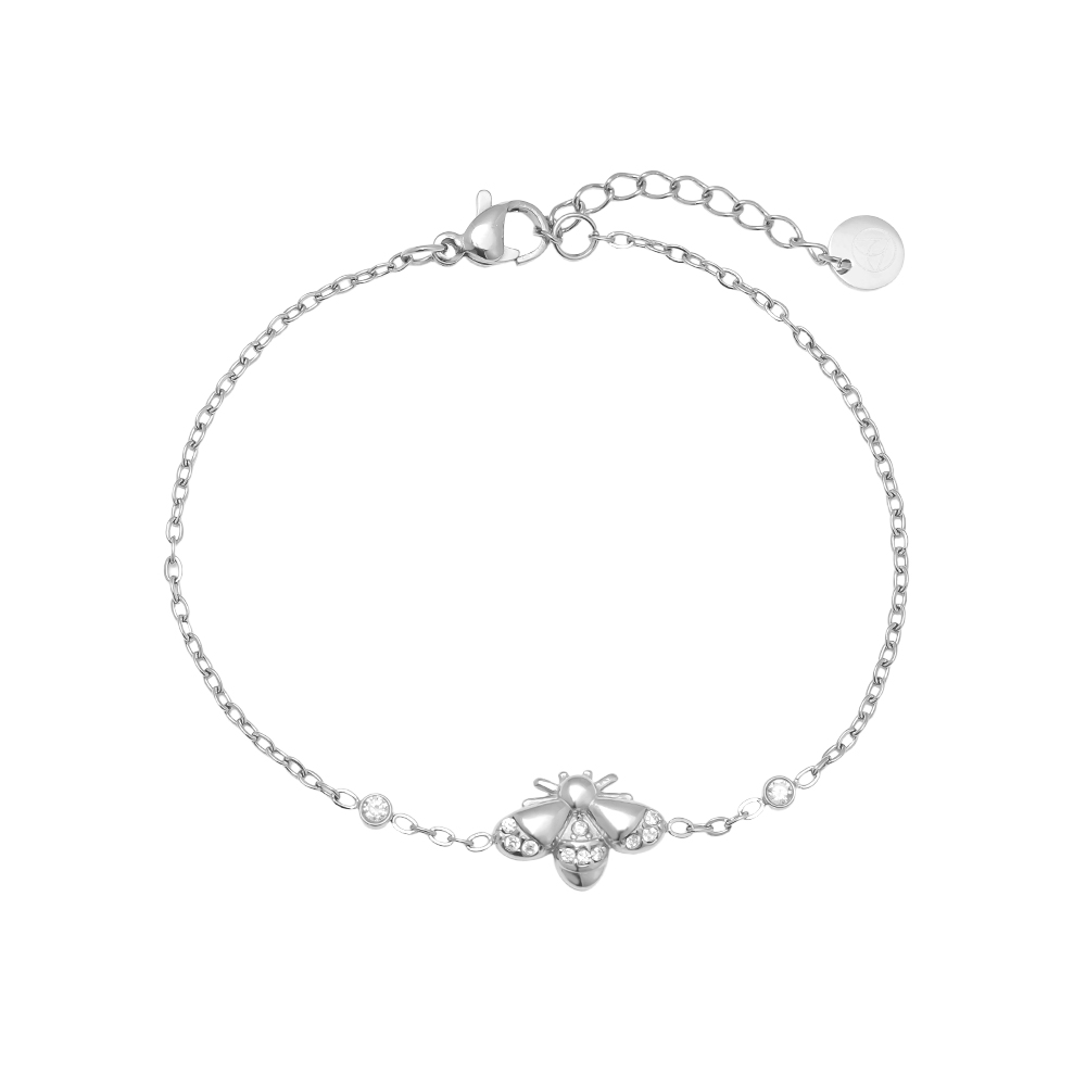 17cm rhinestone bee stainless steel bracelet
