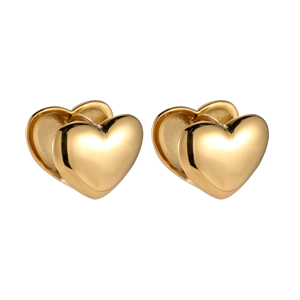 Stainless steel earrings Double Layer Heart