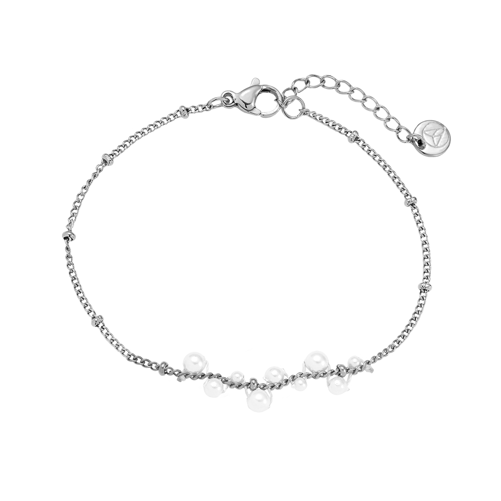 17cm Pearl Dots stainless steel bracelet   