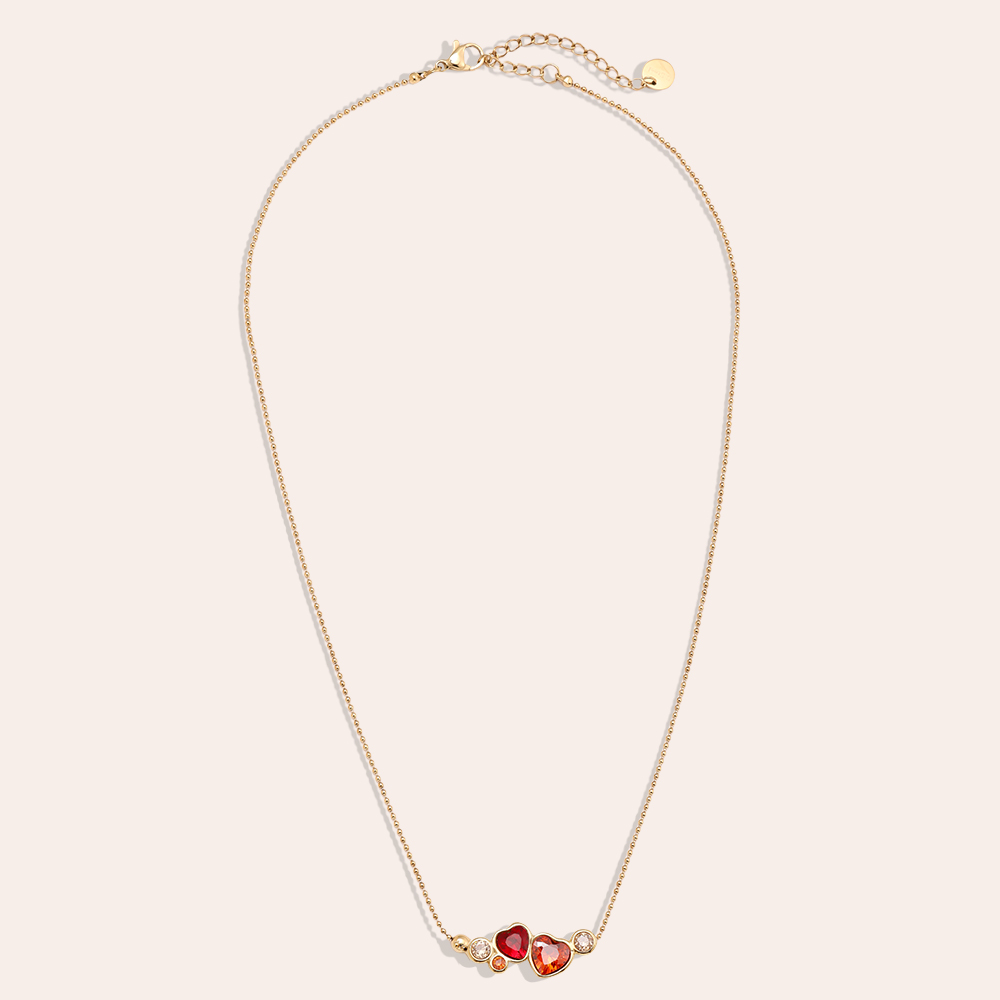 40cm Diamond Red Heart stainless steel necklace   