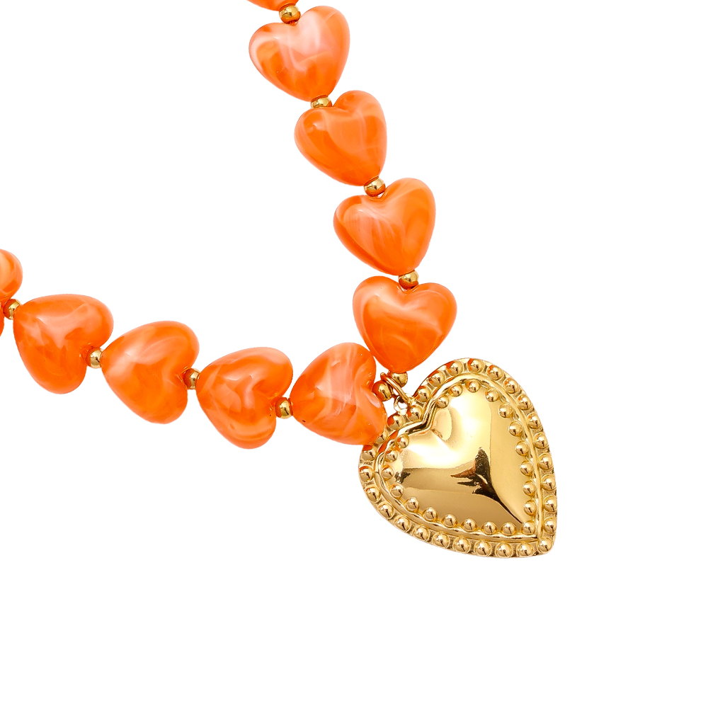 45cm Acrylic Heart Chian stainless steel necklaces 