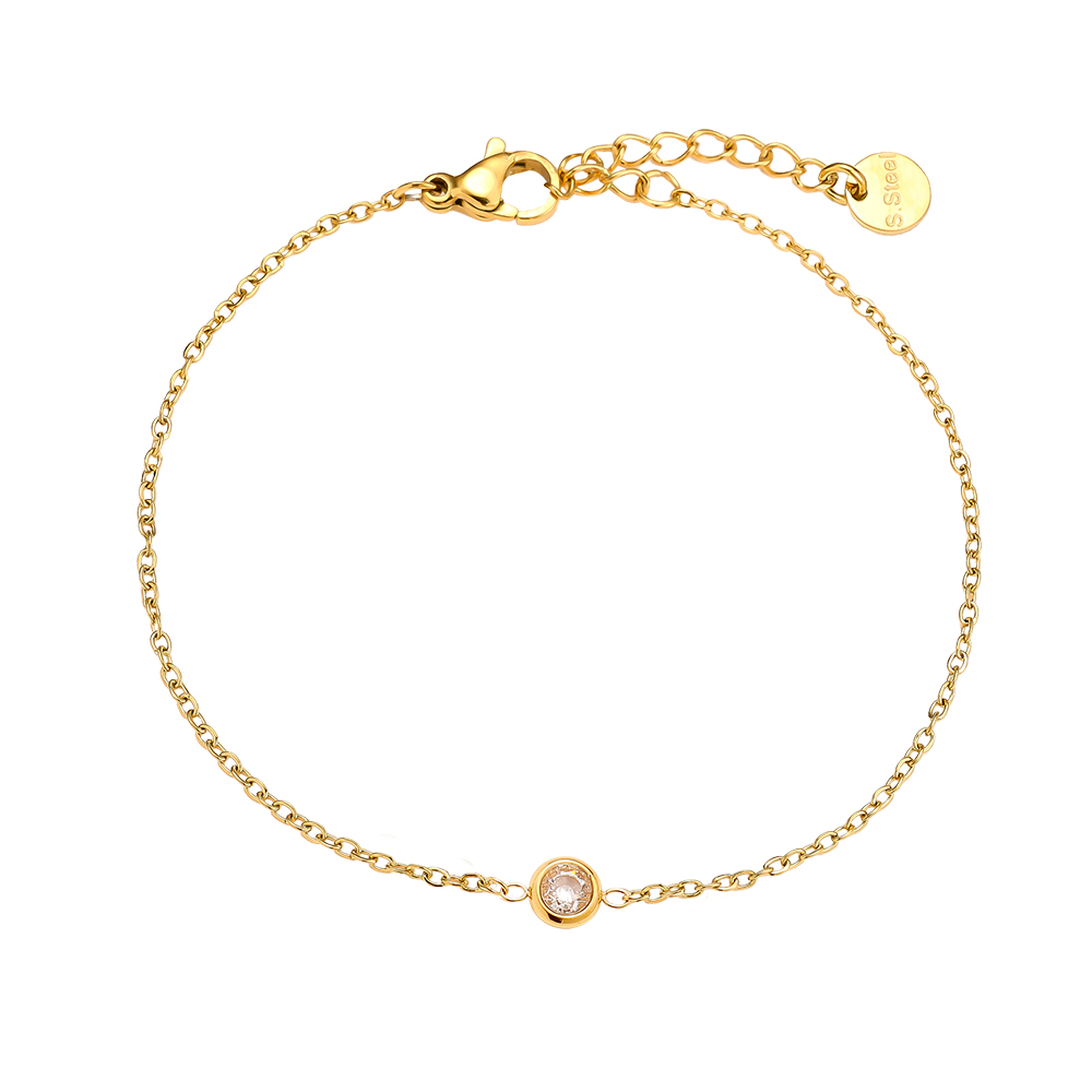 16cm minimalist zirconia stainless steel bracelet