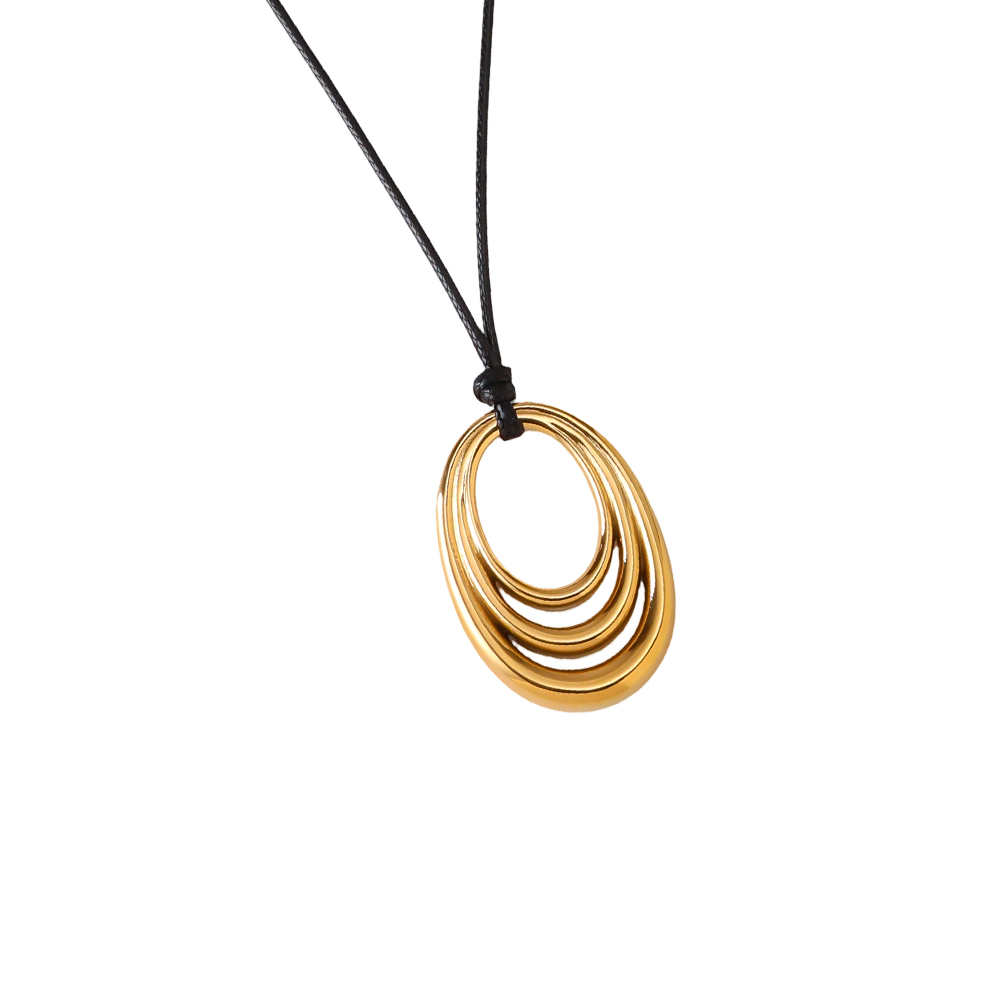 90cm multi-layered circle stainless steel pendant necklace