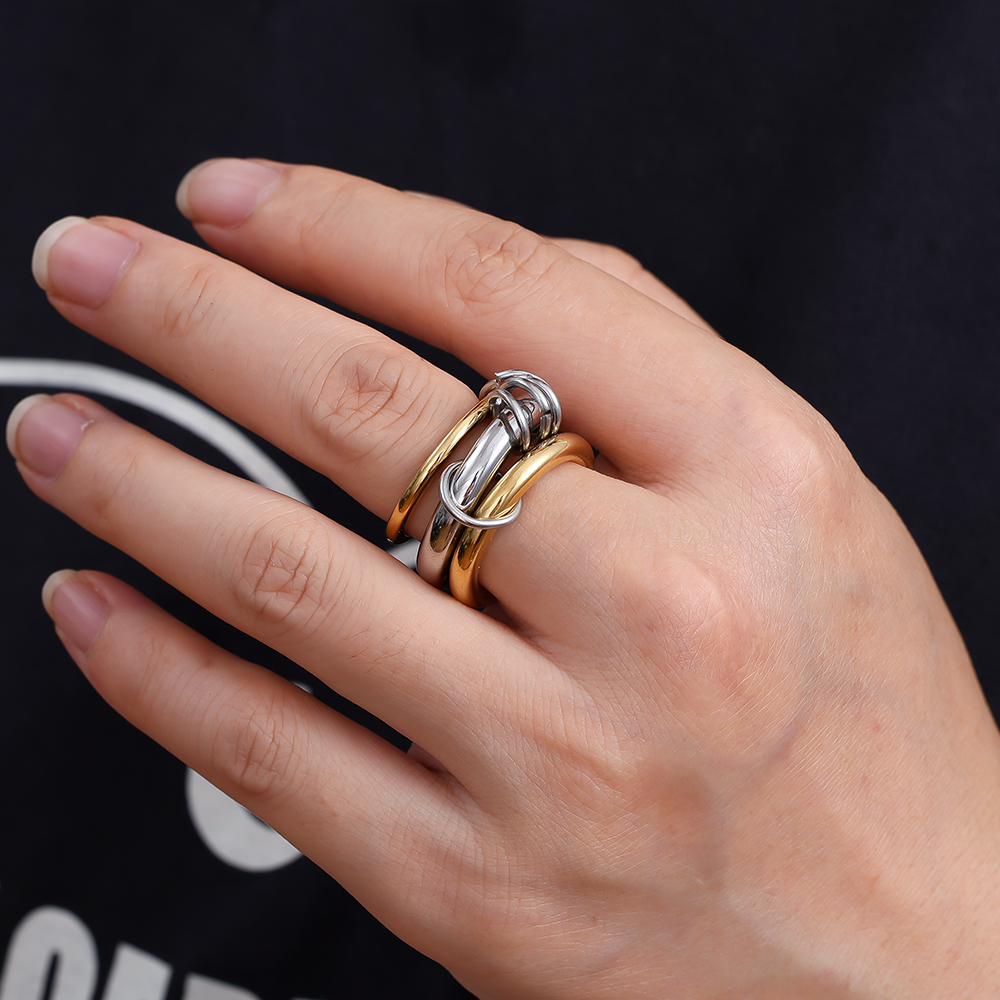 Three Layer Gold And Silver Ring Set Stainless Steel Ring    