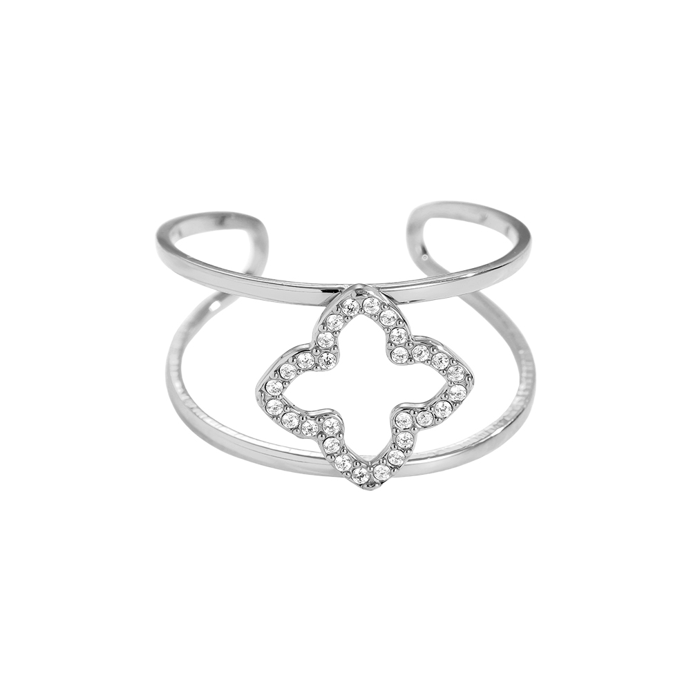 Sparkling Lucky Flower stainless steel ring    