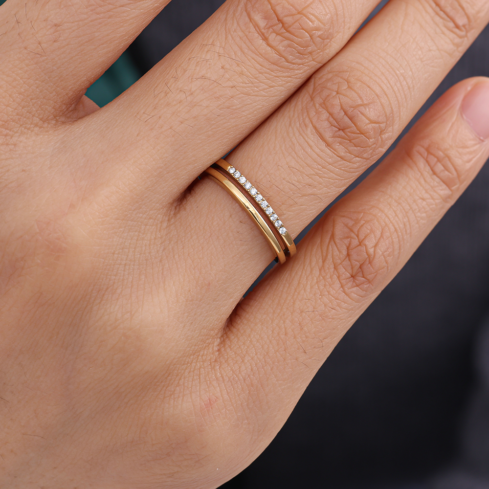 Easy Wraparound Diamond Stainless Steel Ring    