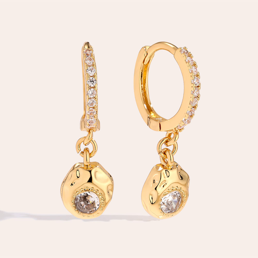 2.5cm Diamond In Plate Gold Plated Earrings    2.5cm Diamond In Plate Gold Plated Earrings