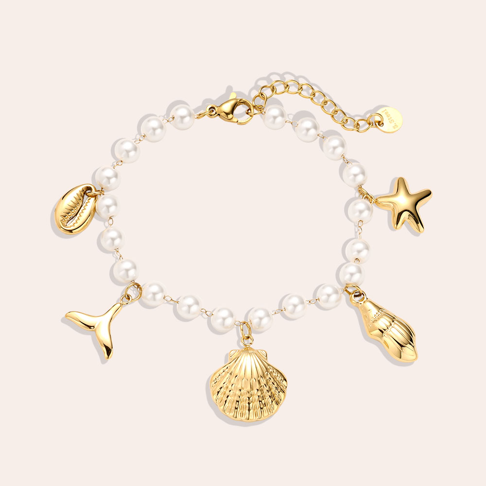16cm Ocean And Pearl Chain stainless steel bracelet  
