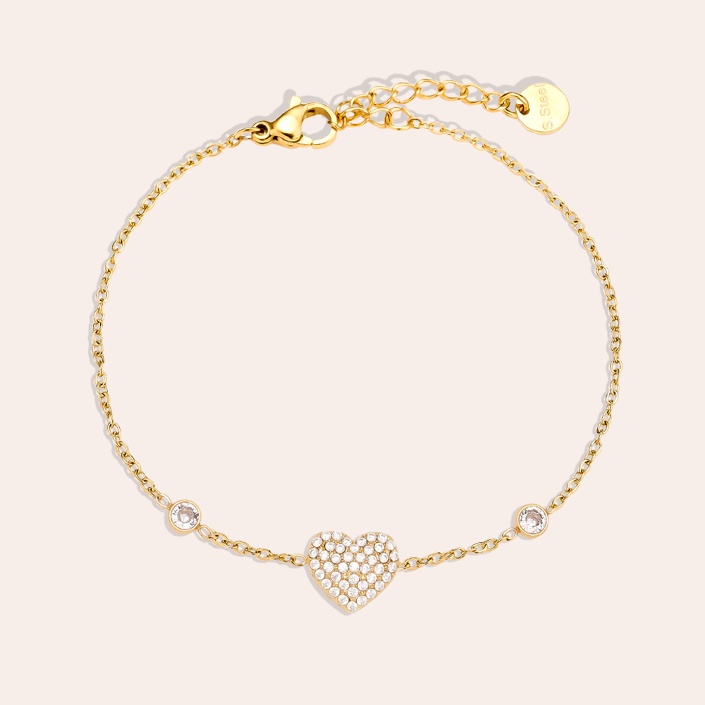 Stainless steel bracelet 17cm Classic Diamond Heart