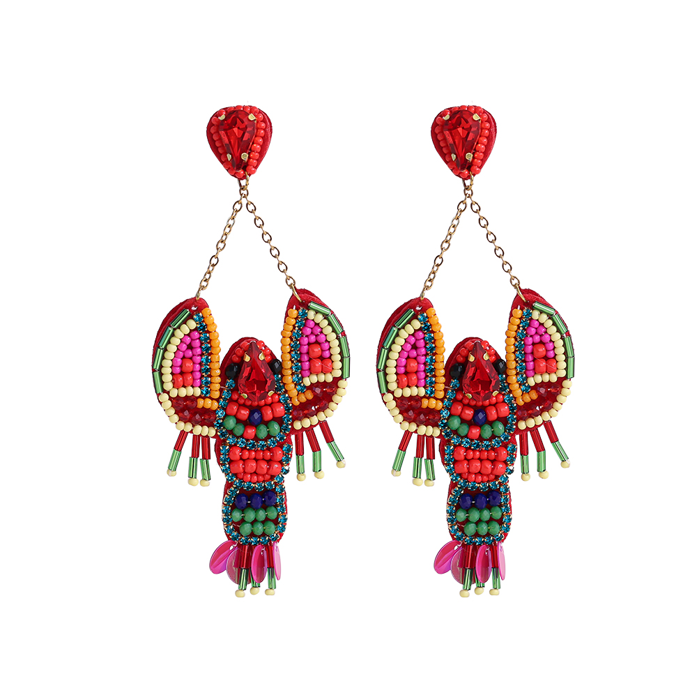 11cm rice pearl lobster stainless steel earrings   