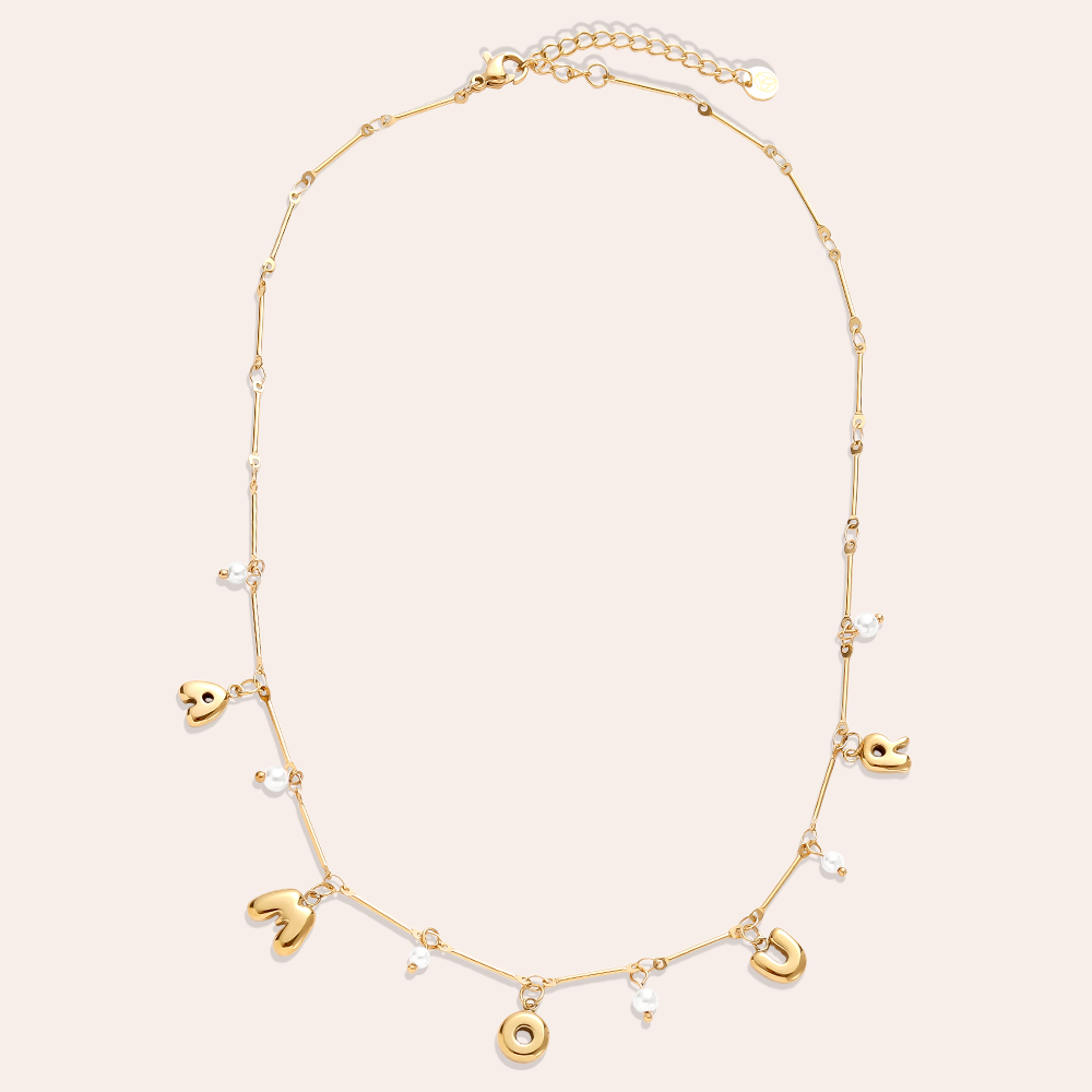 Stainless steel necklace 40cm AMOUR With Pearl