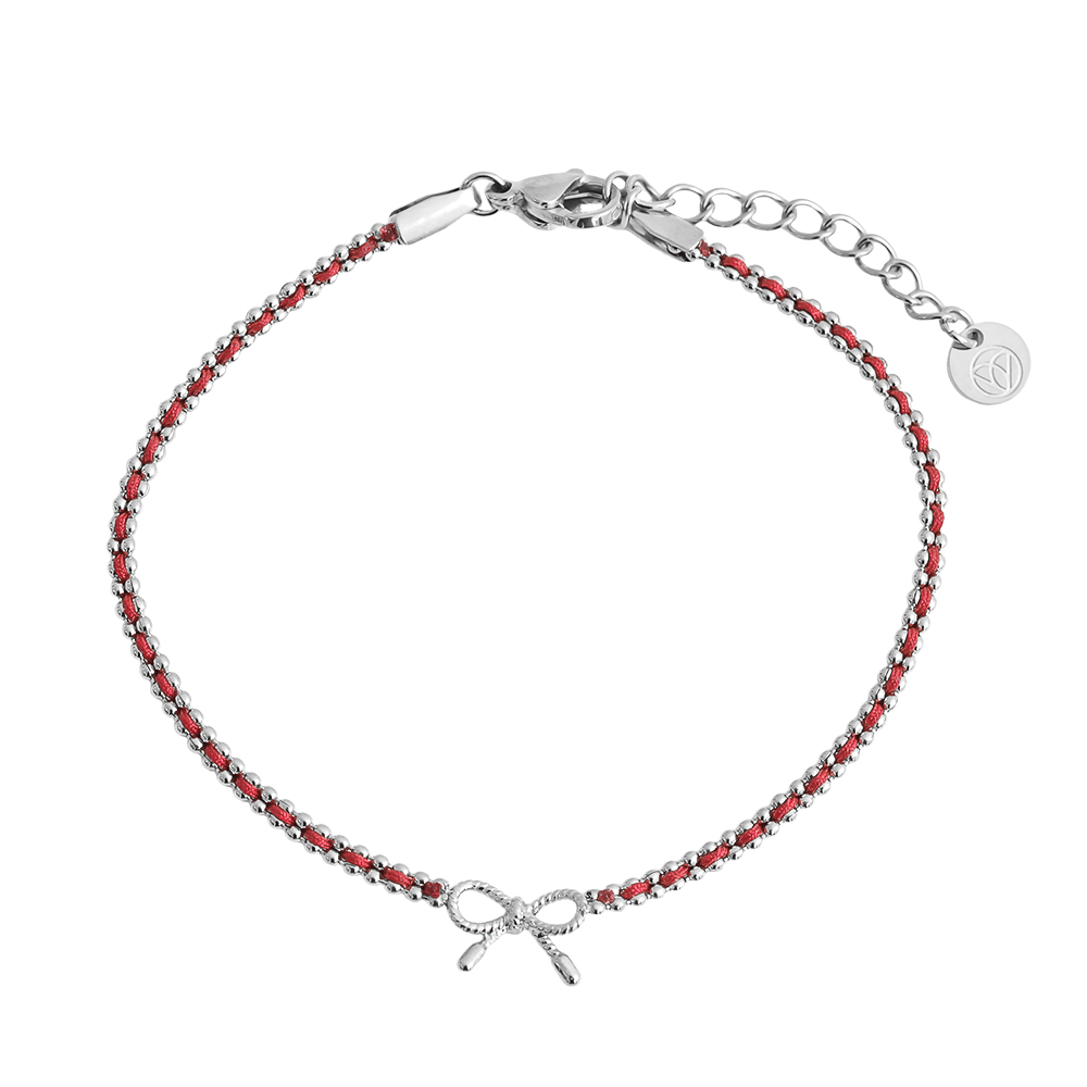 17cm loop is on the red cord stainless steel bracelet       