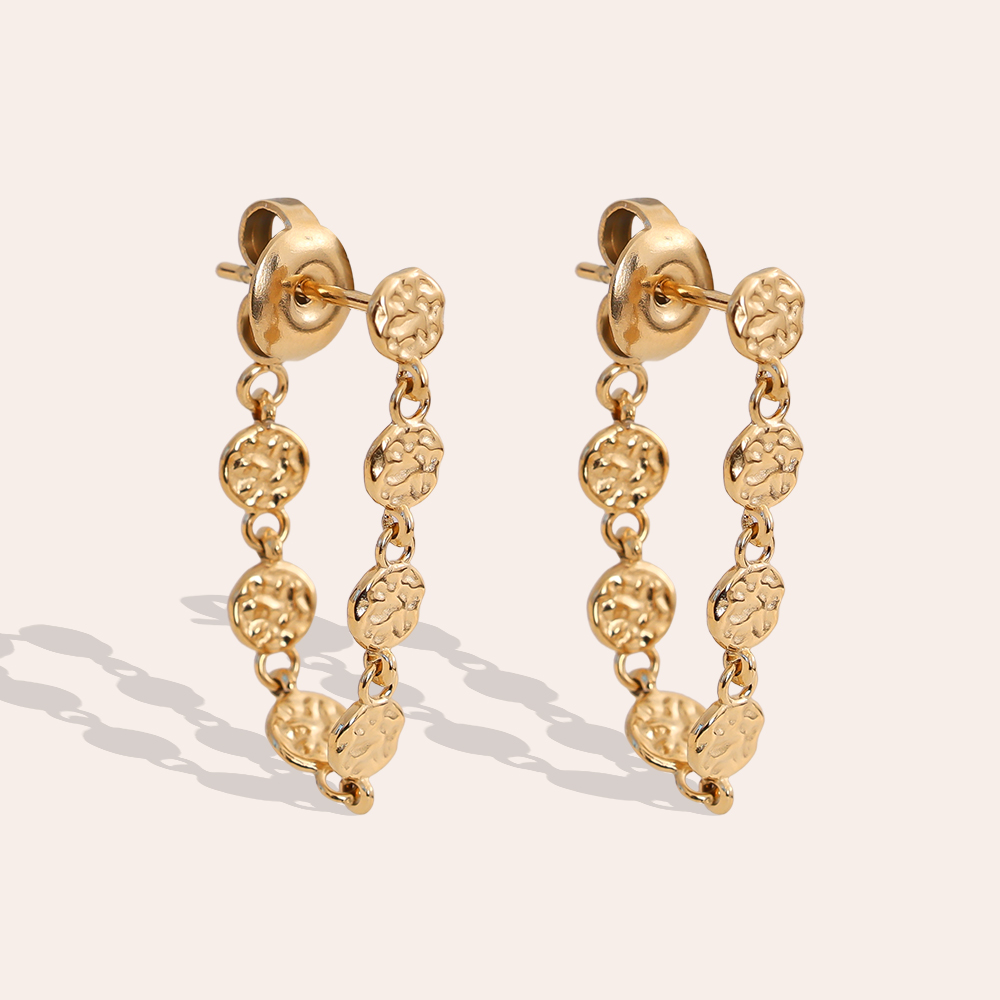 50mm irregular small disc stainless steel earrings  