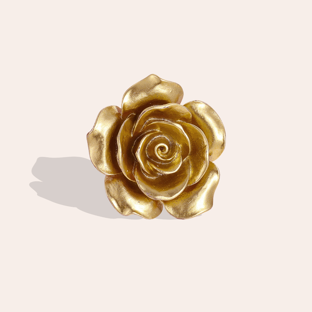 35mm vintage gold rose decorative button brooch 
