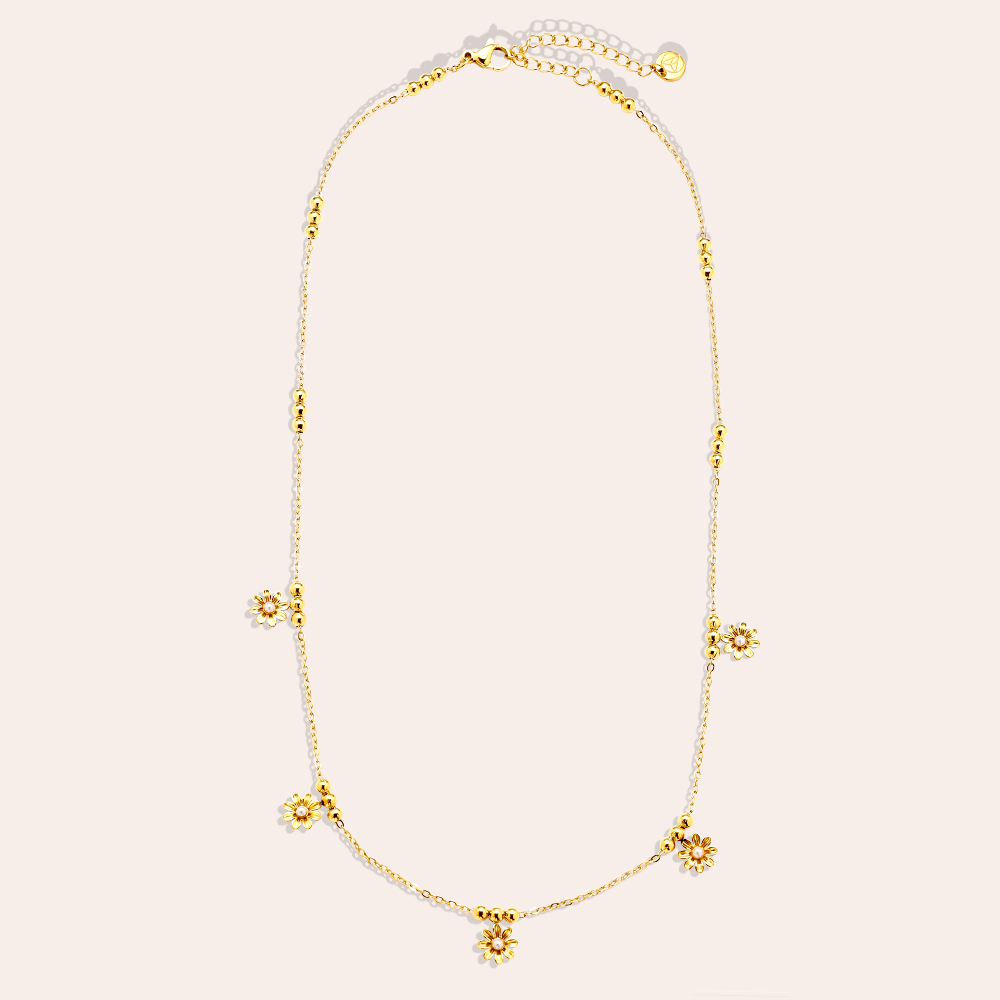 40cm Flower Pearl stainless steel necklace