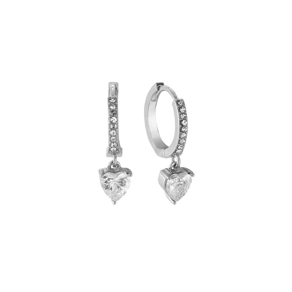 Stainless steel earrings One Diamond Heart