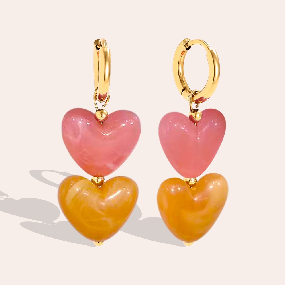 3.5cm Acrylic Hearts stainless steel earrings        